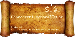 Debreczeni Honorátusz névjegykártya
